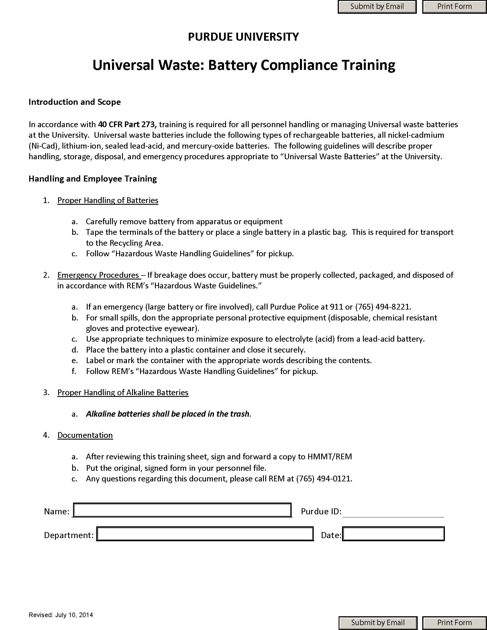 universal waste -battery compliance